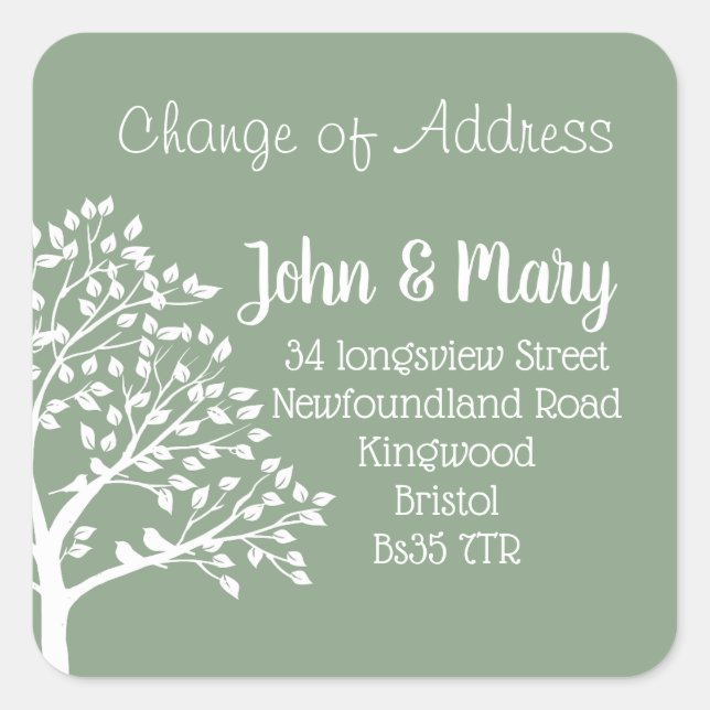 tree Change of Address we've moved Square Sticker (Front)