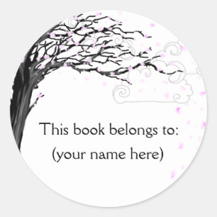 Tree, cherry blossom classic round sticker