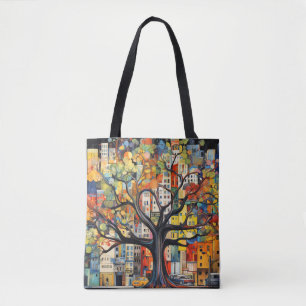 Tree Civilisation Concept Abstract Colourful Paint Tote Bag