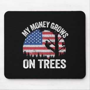 Tree Climbing American Flag Arborist My Money Grow Mouse Pad