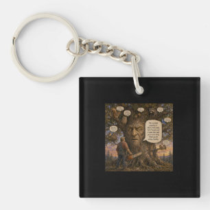 Tree Condo Tenants Cartoon – Nature Speaks Up! Key Ring