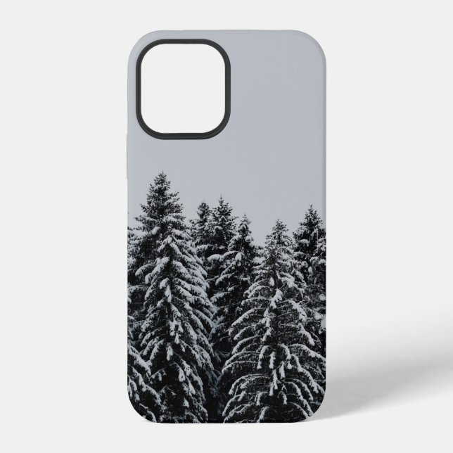TREE COVERED SNOW UNDER CLOUDY SKY iPhone CASE (Back)