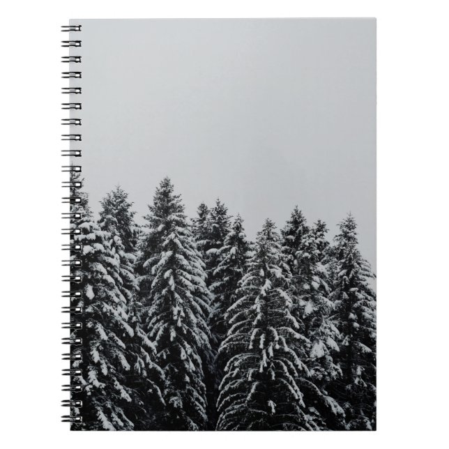 TREE COVERED SNOW UNDER CLOUDY SKY NOTEBOOK (Front)