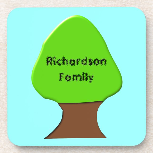 Tree Customisable Genealogy Cork Coaster (Front)