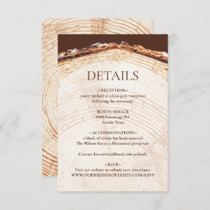 Tree Cut Customisable Rustic Wedding Details Enclosure Card