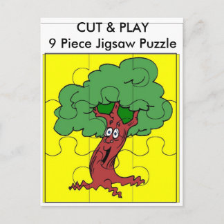 Tree, CUT & PLAY 9 Piece Jigsaw Puzzle Postcard