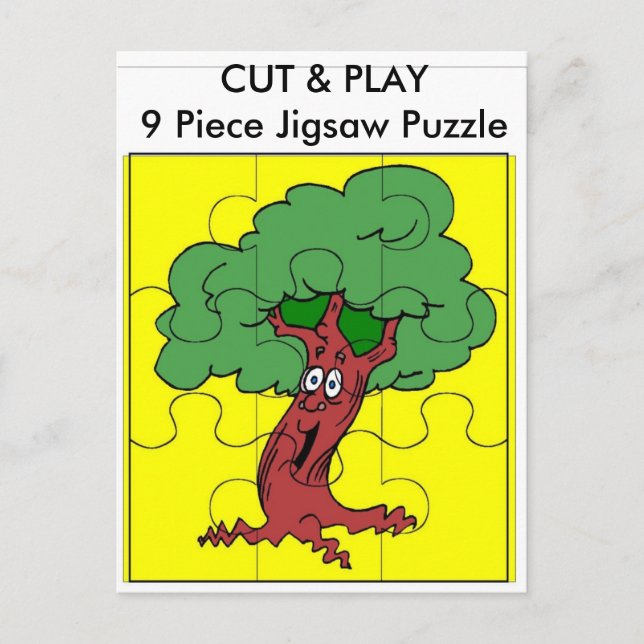 Tree, CUT & PLAY 9 Piece Jigsaw Puzzle Postcard (Front)