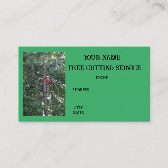 tree cutting fallen climber stump grinding business card (Front)