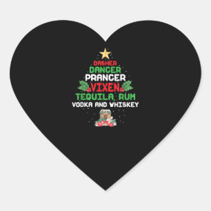 Tree Dasher Dancer Prancer Vixen Tequila Whiskey Heart Sticker