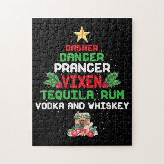 Tree Dasher Dancer Prancer Vixen Tequila Whiskey Jigsaw Puzzle