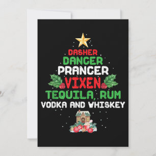 Tree Dasher Dancer Prancer Vixen Tequila Whiskey Thank You Card