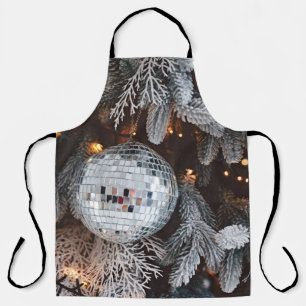 Tree decorations background with christmas light apron