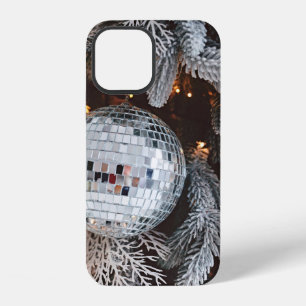 Tree decorations background with christmas light iPhone 12 case