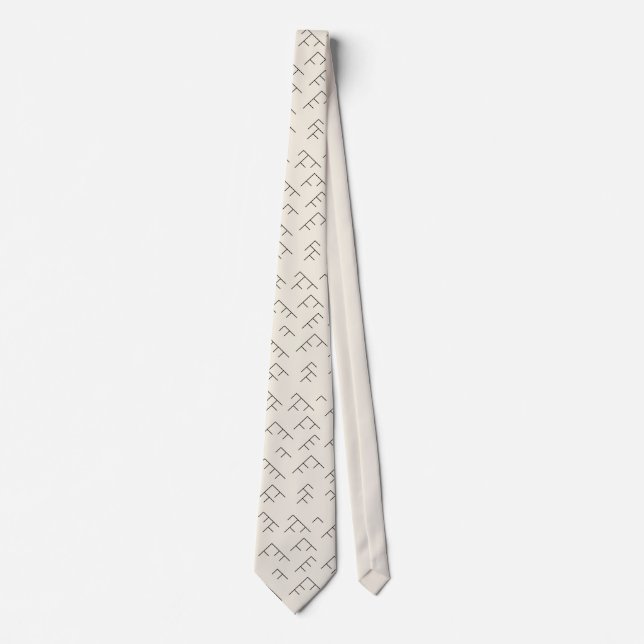 Tree diagram tie - cream and black (Front)