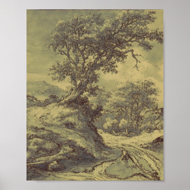 Tree Drawing Vintage Art - Altered Digital Print (Front)