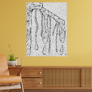 "Tree Drops" Line Drawing Abstract Sketch Print