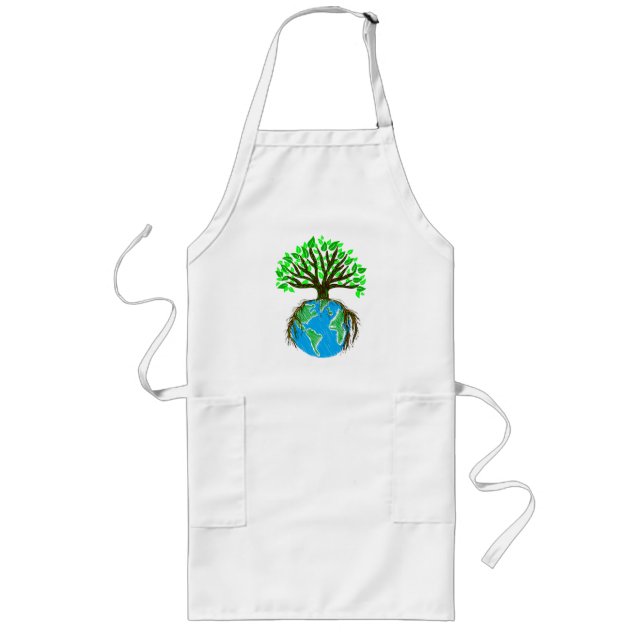 Tree, Earth Day Save the Planet, Eco Cooking Gift  Long Apron (Front)