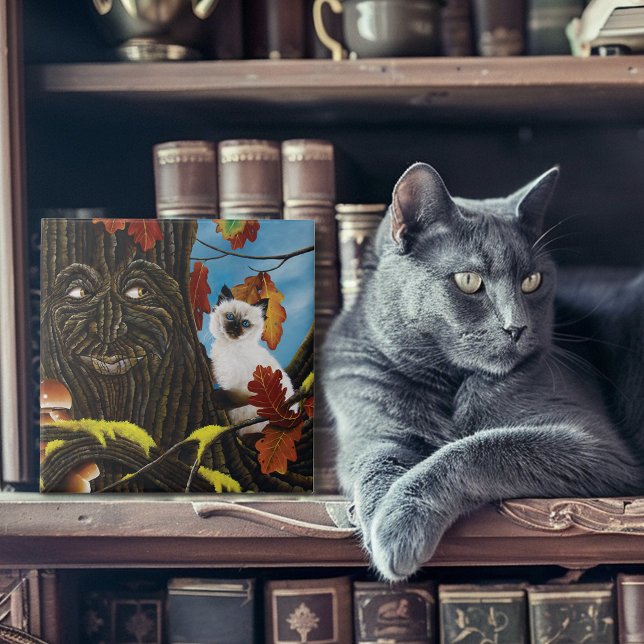 Tree Ent Cat Autumn Fantasy Ceramic Tile (Creator Uploaded)