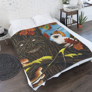 Tree Ent Cat Autumn Fantasy Fleece Blanket
