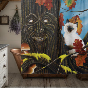 Tree Ent Cat Autumn Fantasy Shower Curtain