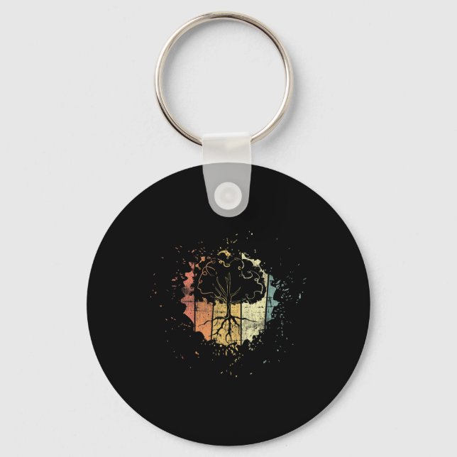 Tree Environment Climate Protection Retro Key Ring (Front)