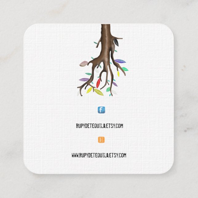 TREE FACEBOOK AND ETSY HANDMADE LOGO BUSINESS CARD (Back)