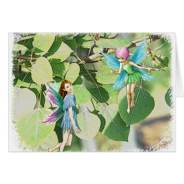 Tree Fairies among Quaking Aspen Leaves (Front Horizontal)