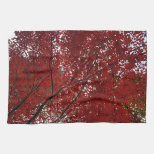 Tree Fall Season Red Brown Autumn Leaves Tea Towel