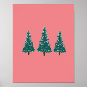 Tree Farm Winter Pink Valentine Print