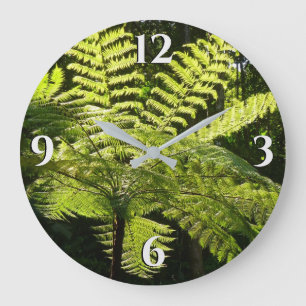 Tree Fern in the Rainforest Large Clock