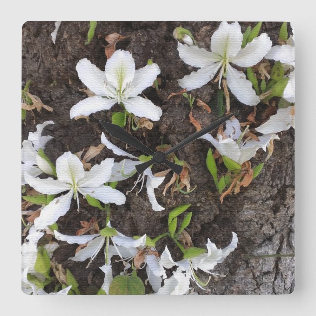 Tree flowers square wall clock (Front)
