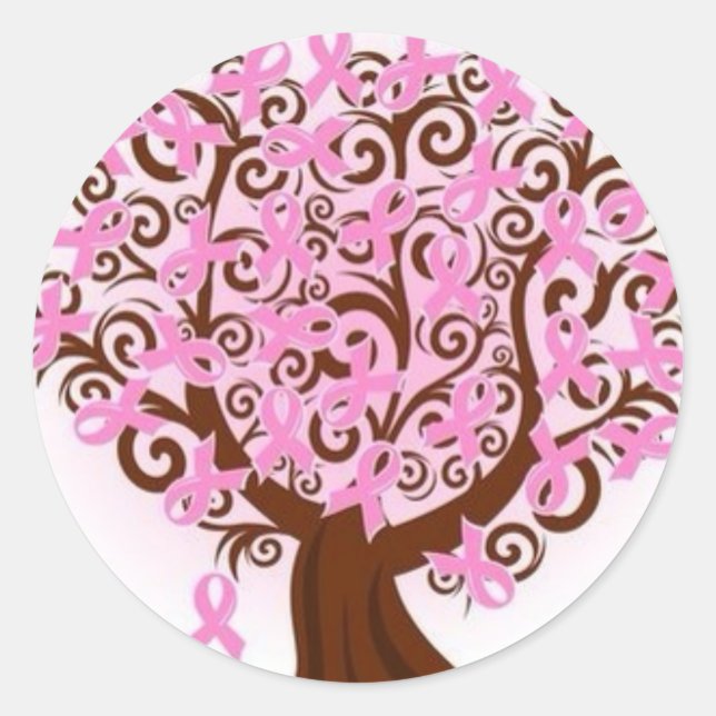 Tree For Breast Cancer Awareness Month Classic Round Sticker (Front)