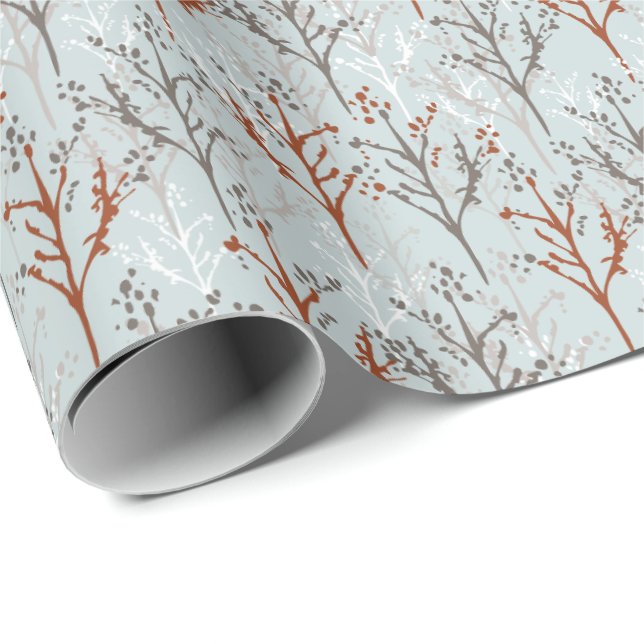 Tree Forest Blue Pattern Wrapping Paper (Roll Corner)