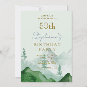 Tree Forest Mountain 50th Birthday Invitations
