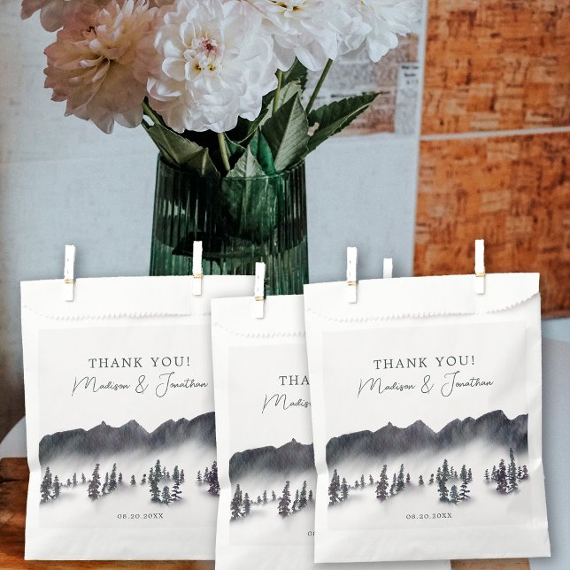 Tree Forest Mountain Black & White Thank You Favour Bag (Creator Uploaded)