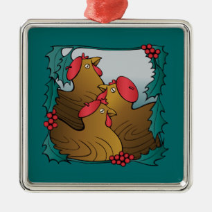 Tree French Hens Metal Tree Decoration