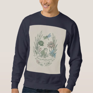 Tree Frog and Water Lilies Line Art Sweatshirt