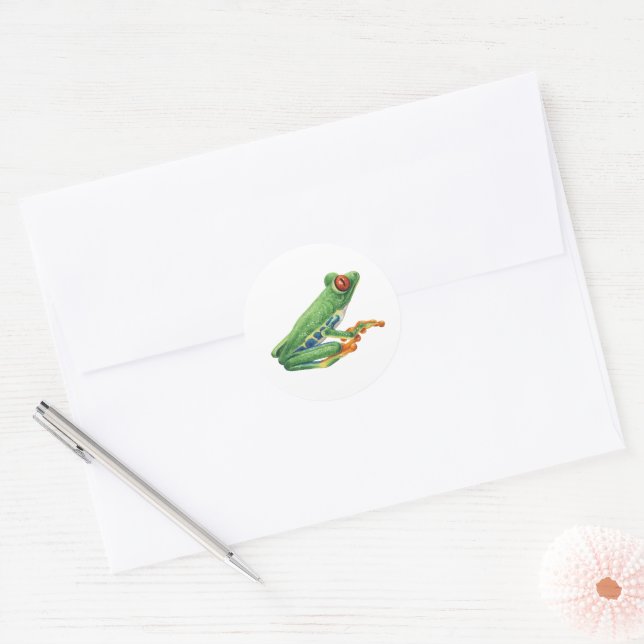 Tree frog classic round sticker (Envelope)