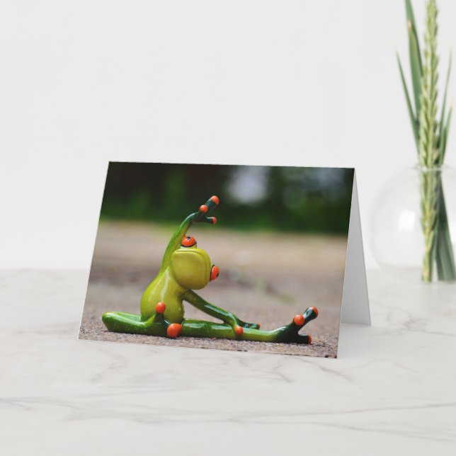 Tree Frog doing Yoga Funny Card (Front)
