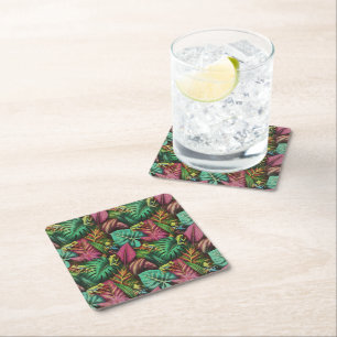Tree Frog Dreams Seamless Surface Pattern Square Paper Coaster