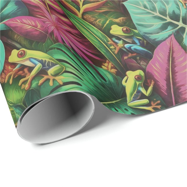 Tree Frog Dreams Seamless Surface Pattern Wrapping Paper (Roll Corner)