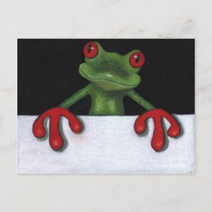 TREE FROG HOLDING SIGN: YOU PICK WORDING POSTCARD