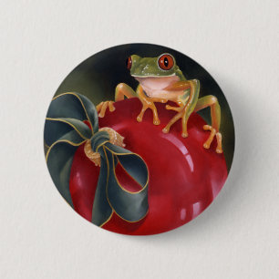 Tree Frog Holiday Button