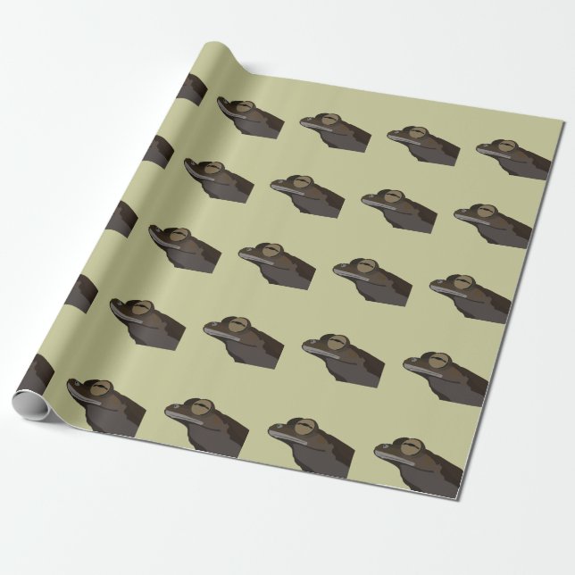 Tree Frog Illustration Wrapping Paper (Unrolled)