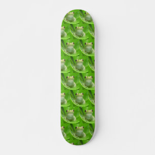 Tree Frog on Blood Orange Tree Leaf Skateboard