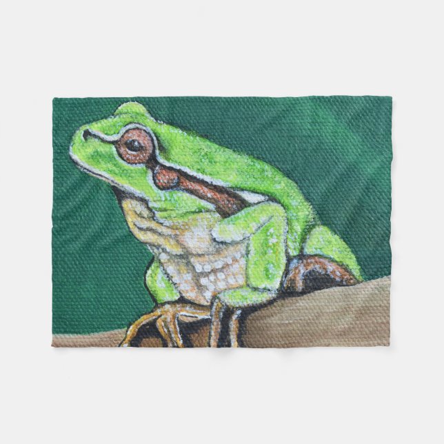 Tree Frog Painting Fleece Blanket (Front (Horizontal))