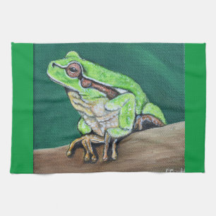 Tree Frog Painting Tea Towel