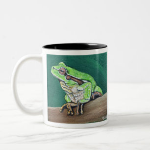 Tree Frog Painting Two-Tone Coffee Mug