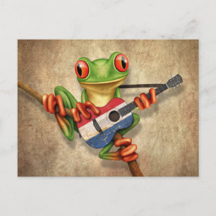 Tree Frog Playing Dutch Flag Guitar Postcard