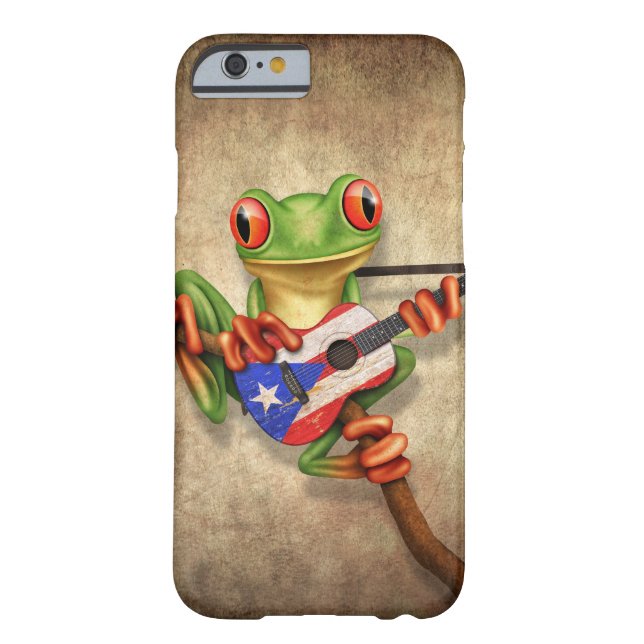 Tree Frog Playing Puerto Rico Flag Guitar Case-Mate iPhone Case (Back)
